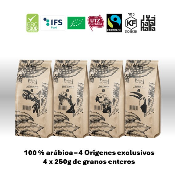 Pack Granos 100% Arábica 4 orígenes x250g - 1Kg